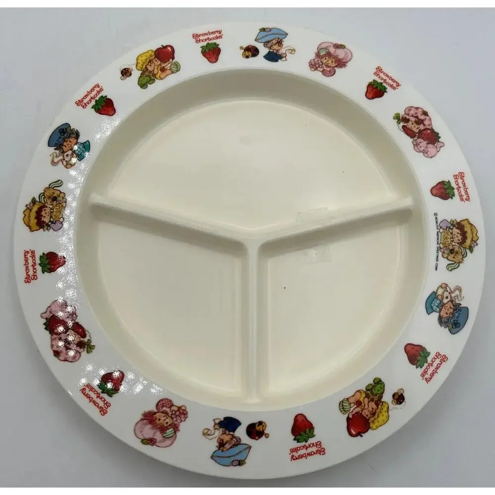 Vintage‎ 1980's Strawberry Shortcake Deka 3 Piece Plastic Dish Meal U115Set B